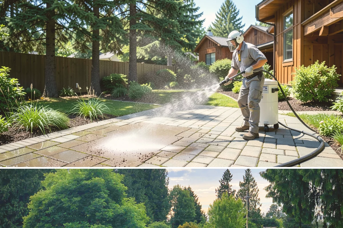 Stone Cleaning in Bonney Lake, Pierce County, WA - A drier summer schedule keeps porous stone from staying saturated, giving the cleaning solution the best conditions to work.