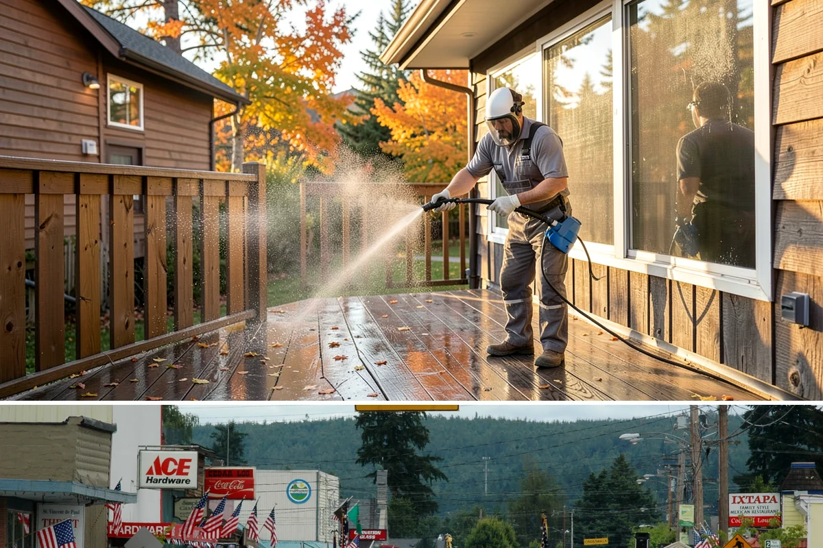 Stone Cleaning in Carnation, King County, WA - A drier summer schedule keeps porous stone from staying saturated, giving the cleaning solution the best conditions to work.