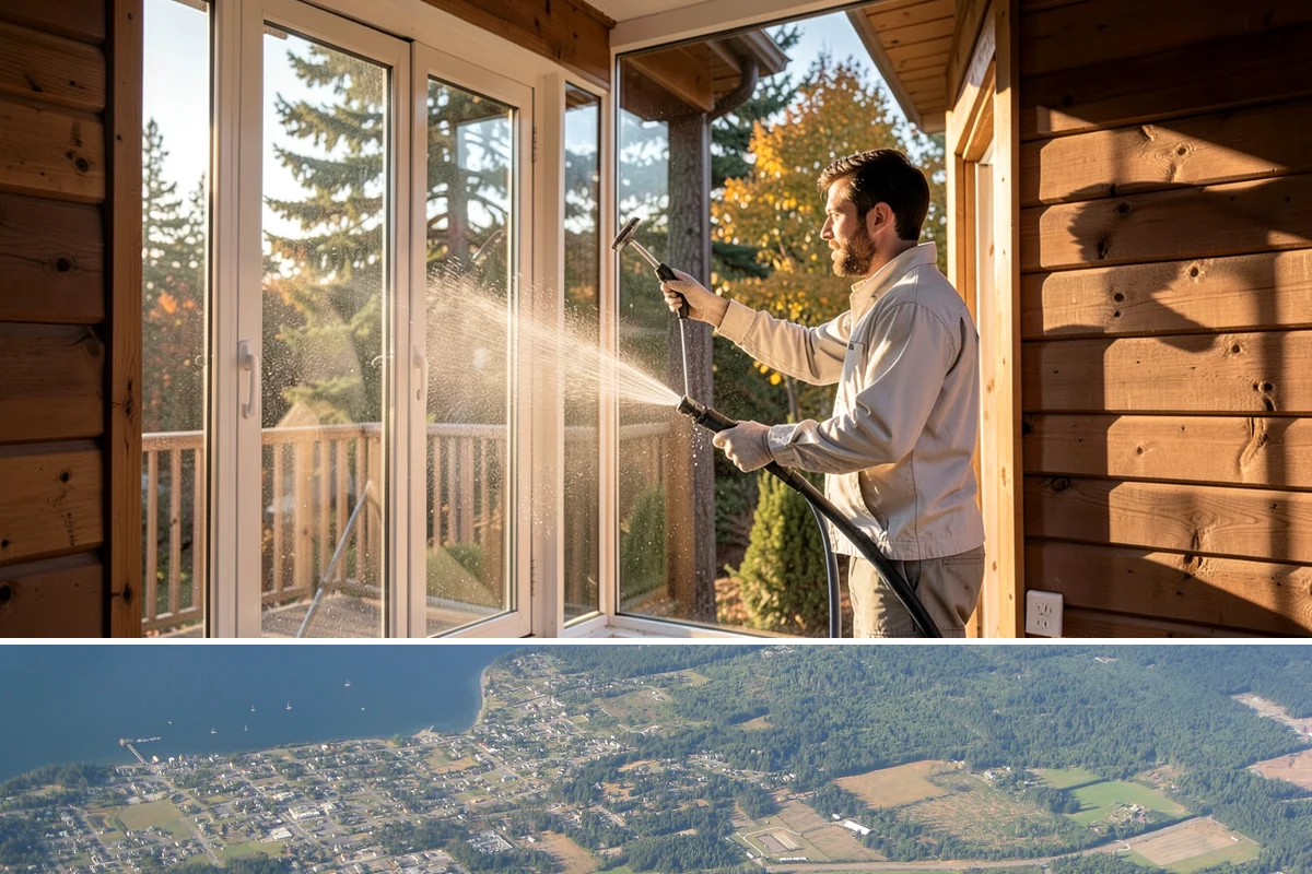 Stone Cleaning in Coupeville, Island County, WA - A drier summer schedule keeps porous stone from staying saturated, giving the cleaning solution the best conditions to work.