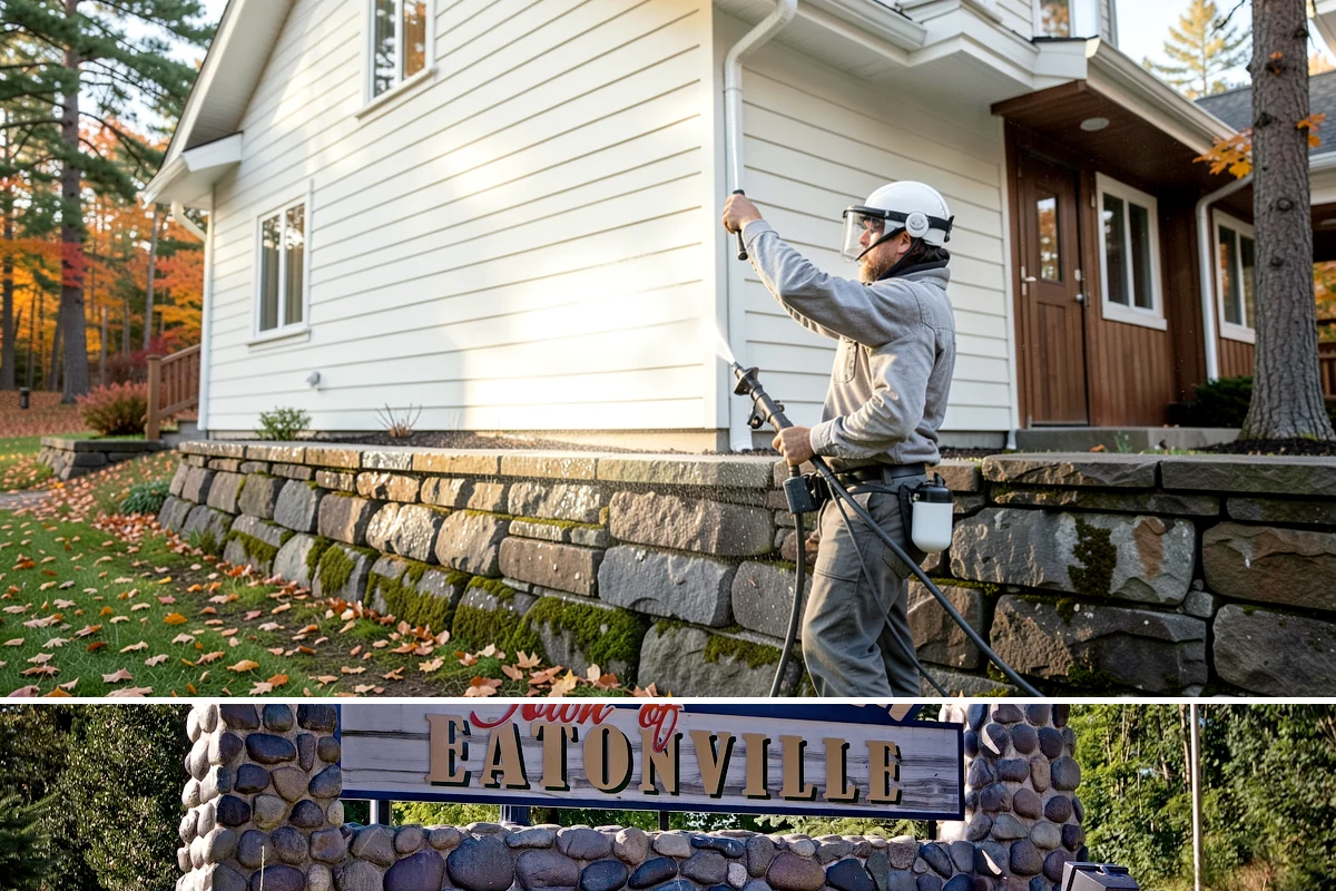 Stone Cleaning in Eatonville, Pierce County, WA - A drier summer schedule keeps porous stone from staying saturated, giving the cleaning solution the best conditions to work.