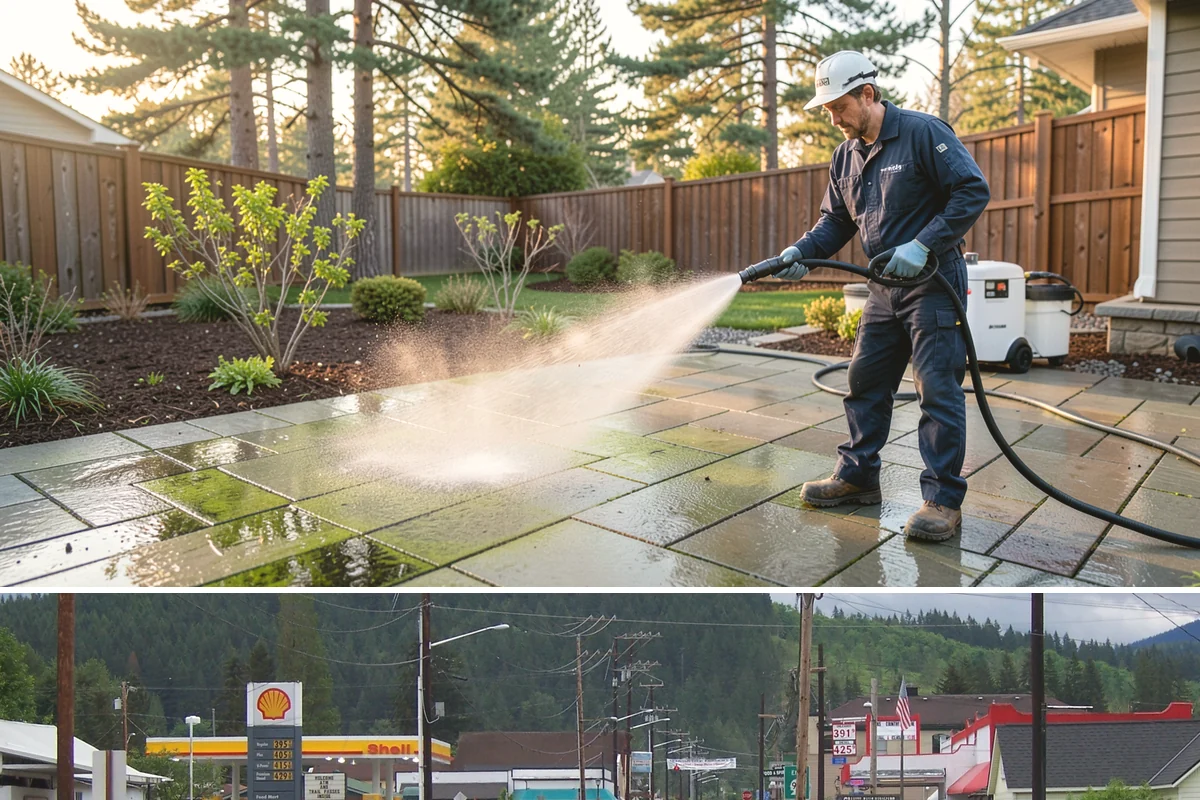 Stone Cleaning in Granite Falls, Snohomish County, WA - A drier summer schedule keeps porous stone from staying saturated, giving the cleaning solution the best conditions to work.