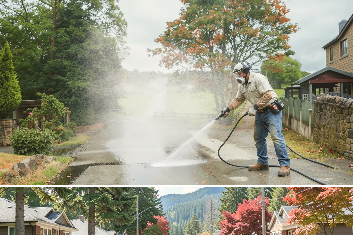 Stone Cleaning in Hunts Point, King County, WA - A drier summer schedule keeps porous stone from staying saturated, giving the cleaning solution the best conditions to work.