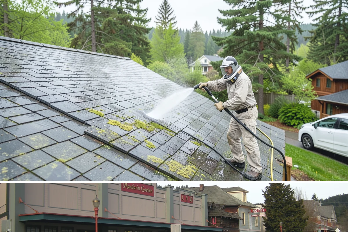 Stone Cleaning in Issaquah, King County, WA - A drier summer schedule keeps porous stone from staying saturated, giving the cleaning solution the best conditions to work.