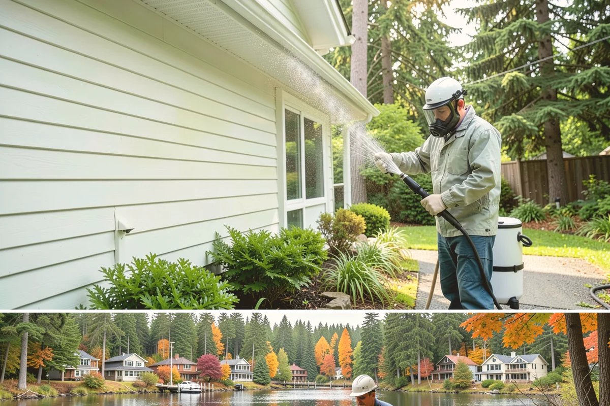 Stone Cleaning in La Conner, Skagit County, WA - A drier summer schedule keeps porous stone from staying saturated, giving the cleaning solution the best conditions to work.