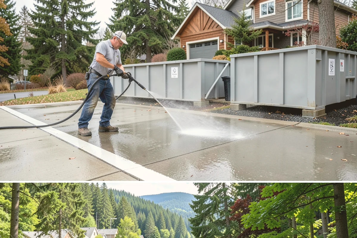 Stone Cleaning in Lake Forest Park, King County, WA - A drier summer schedule keeps porous stone from staying saturated, giving the cleaning solution the best conditions to work.