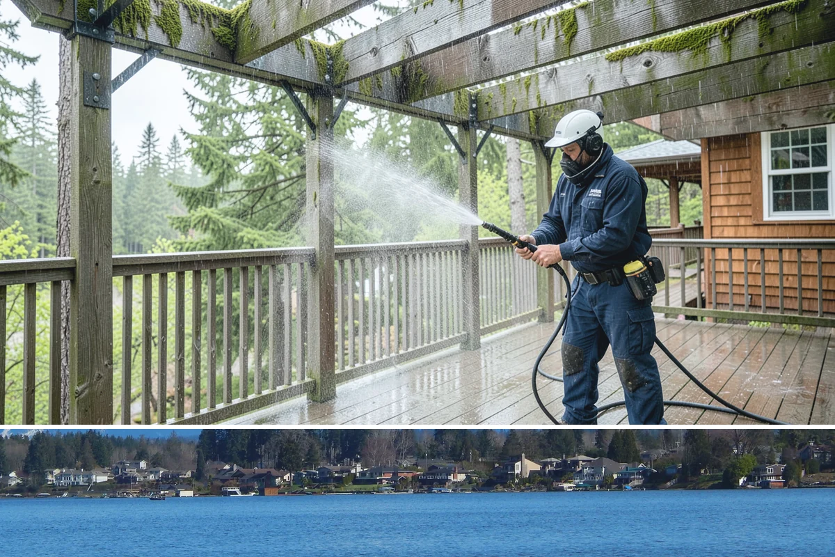 Stone Cleaning in Lake Stevens, Snohomish County, WA - A drier summer schedule keeps porous stone from staying saturated, giving the cleaning solution the best conditions to work.