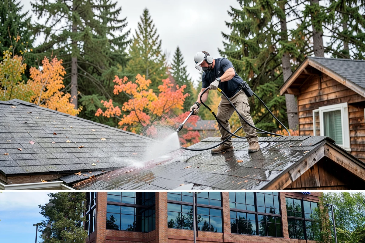 Stone Cleaning in Mountlake Terrace, Snohomish County, WA - A drier summer schedule keeps porous stone from staying saturated, giving the cleaning solution the best conditions to work.