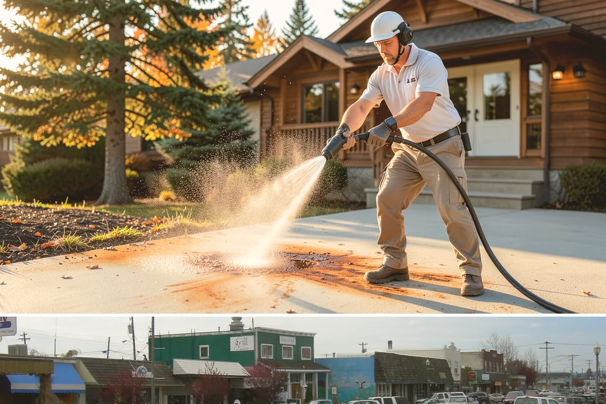Stone Cleaning in Stanwood, Snohomish County, WA - A drier summer schedule keeps porous stone from staying saturated, giving the cleaning solution the best conditions to work.