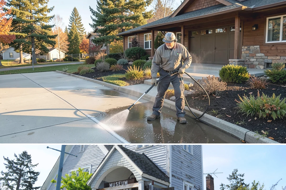 Stone Cleaning in Steilacoom, Pierce County, WA - A drier summer schedule keeps porous stone from staying saturated, giving the cleaning solution the best conditions to work.