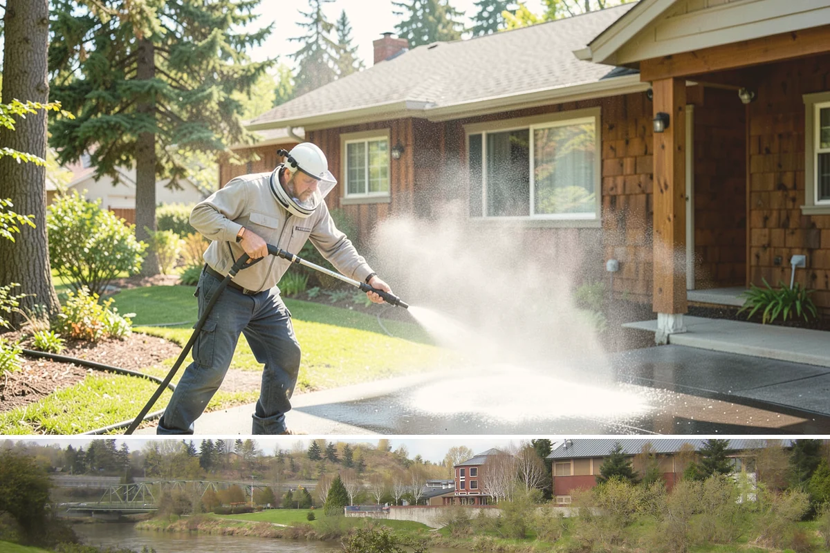 Stone Cleaning in Tukwila, King County, WA - A drier summer schedule keeps porous stone from staying saturated, giving the cleaning solution the best conditions to work.