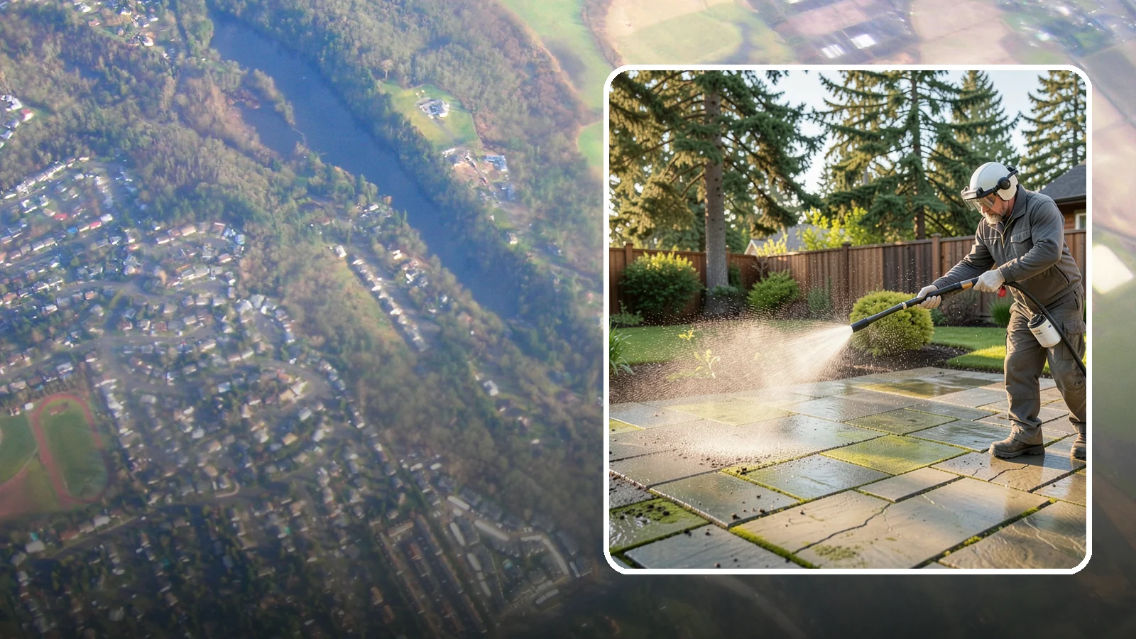 Stone Patio Cleaning in Algona, King County, WA - Clean natural stone patios with surface-safe chemistry that removes algae without harming the stone.