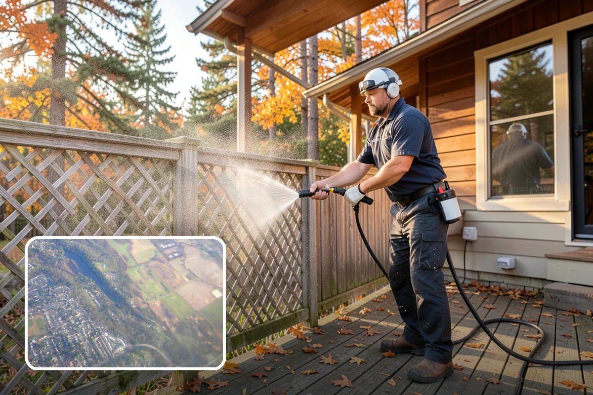 Stone Patio Cleaning in Algona, King County, WA - Lifts black algae without etching the stone
