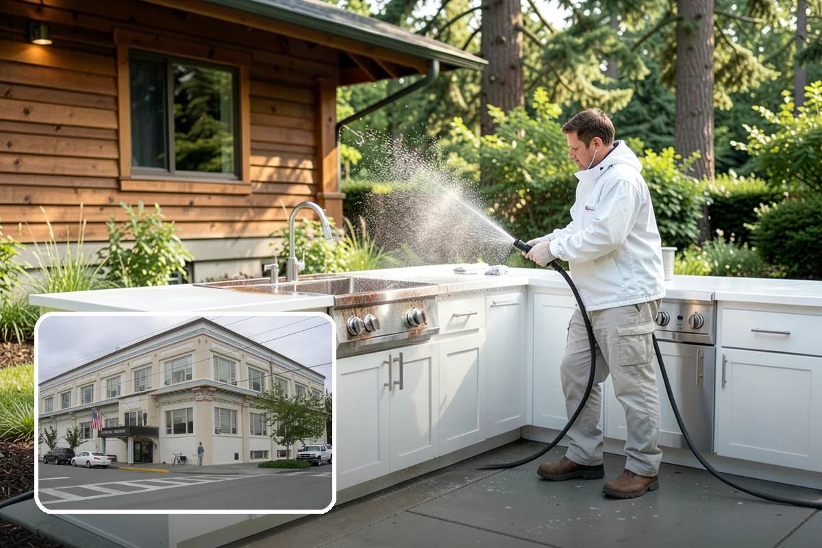 Stone Patio Cleaning in Anacortes, Skagit County, WA - Lifts black algae without etching the stone