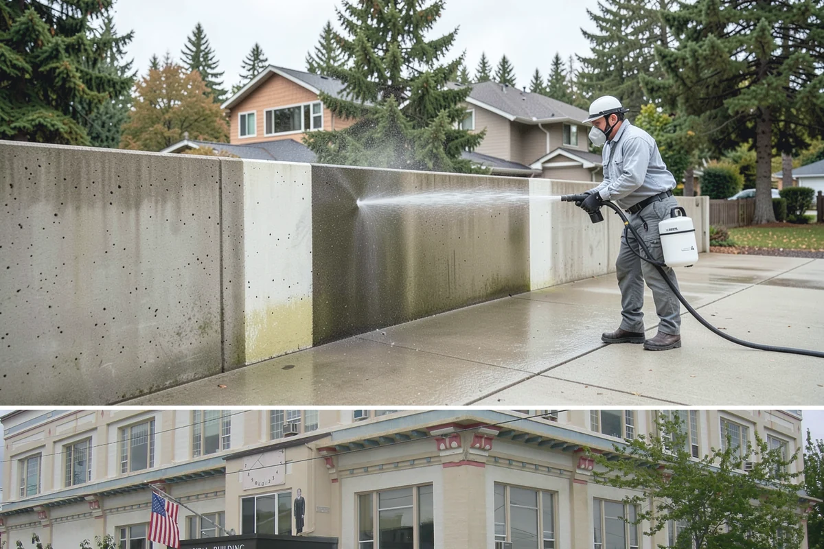 Stone Patio Cleaning in Anacortes, Skagit County, WA - Stone patios clean best in warm, dry summer weeks that let porous stone dry evenly.
