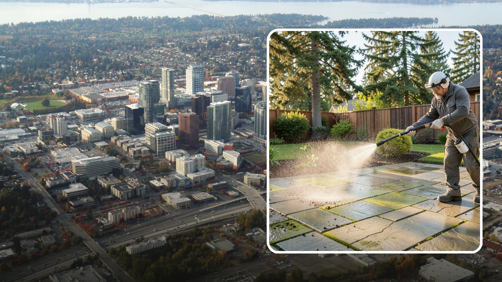 Stone Patio Cleaning in Bellevue, King County, WA - Clean natural stone patios with surface-safe chemistry that removes algae without harming the stone.