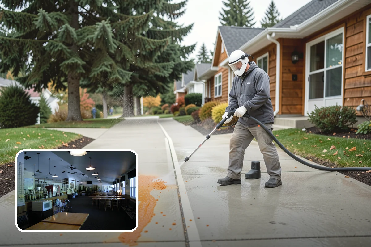 Stone Patio Cleaning in Black Diamond, King County, WA - Lifts black algae without etching the stone