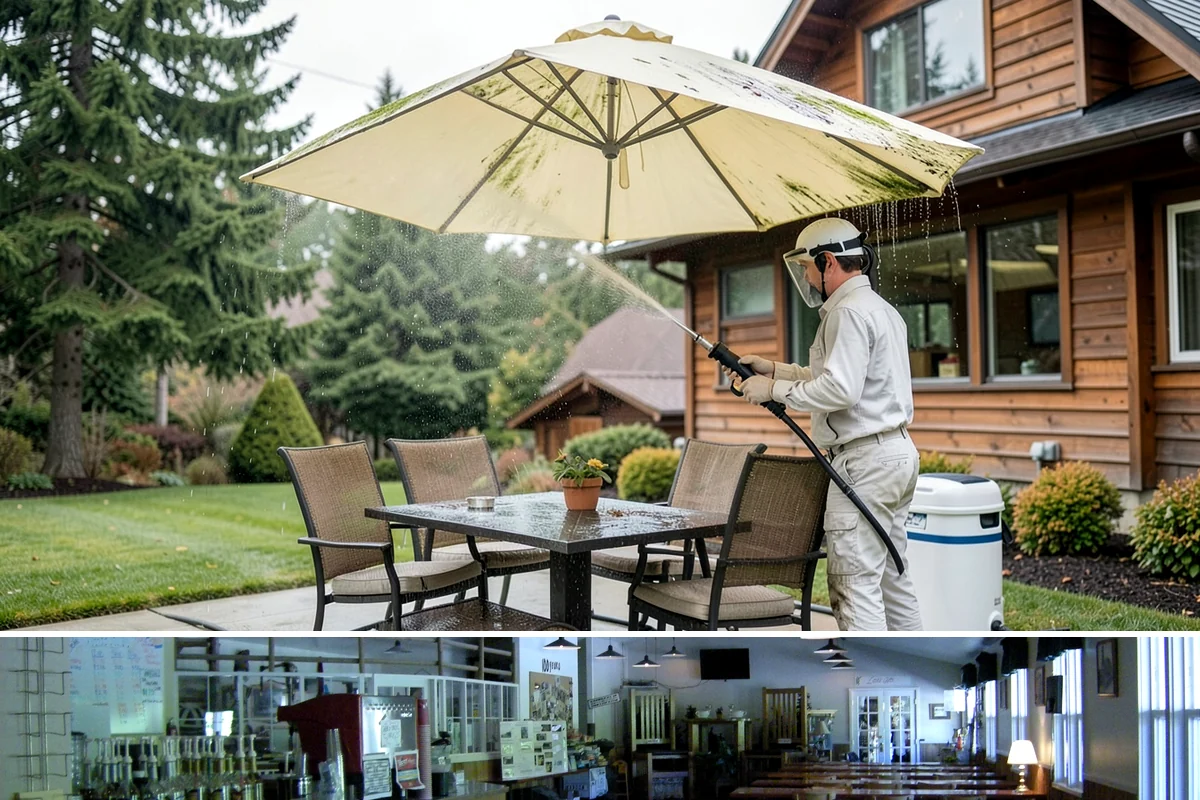 Stone Patio Cleaning in Black Diamond, King County, WA - Stone patios clean best in warm, dry summer weeks that let porous stone dry evenly.