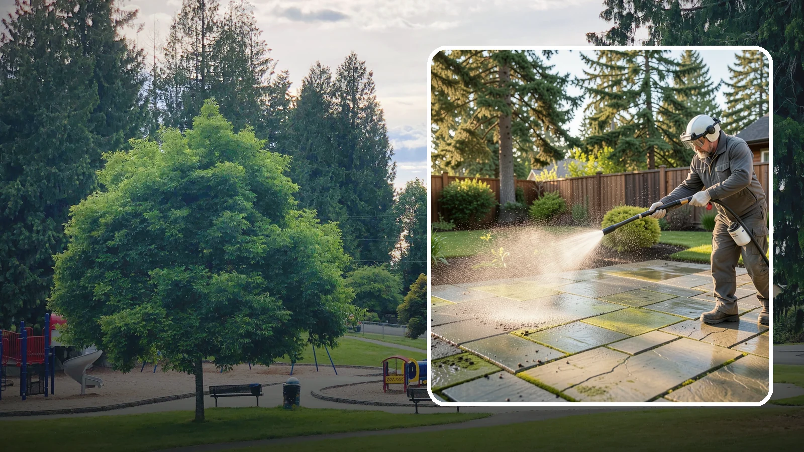Stone Patio Cleaning in Bonney Lake, Pierce County, WA - Clean natural stone patios with surface-safe chemistry that removes algae without harming the stone.