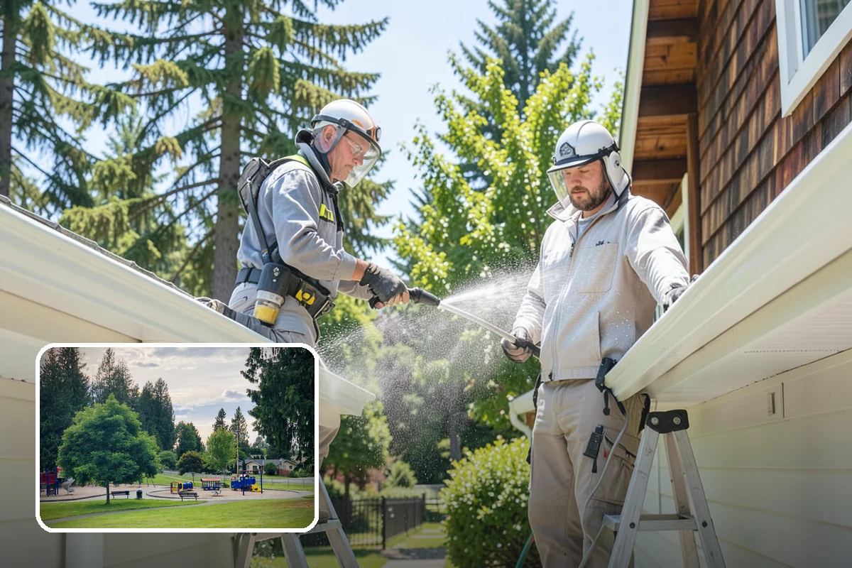 Stone Patio Cleaning in Bonney Lake, Pierce County, WA - Lifts black algae without etching the stone
