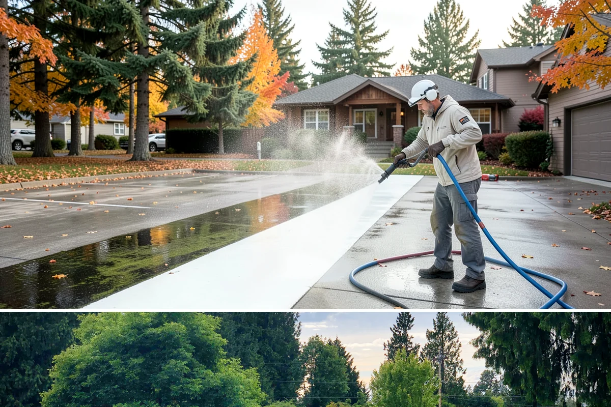 Stone Patio Cleaning in Bonney Lake, Pierce County, WA - Stone patios clean best in warm, dry summer weeks that let porous stone dry evenly.