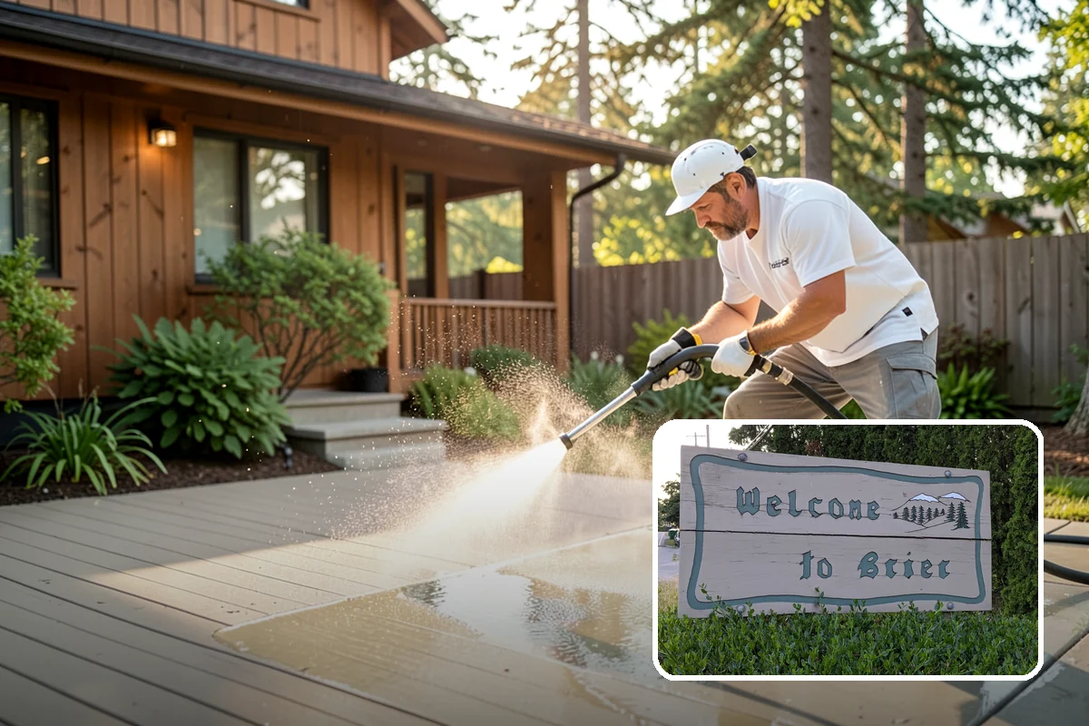 Stone Patio Cleaning in Brier, Snohomish County, WA - Lifts black algae without etching the stone