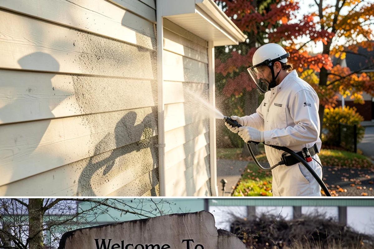 Stone Patio Cleaning in Buckley, Pierce County, WA - Stone patios clean best in warm, dry summer weeks that let porous stone dry evenly.