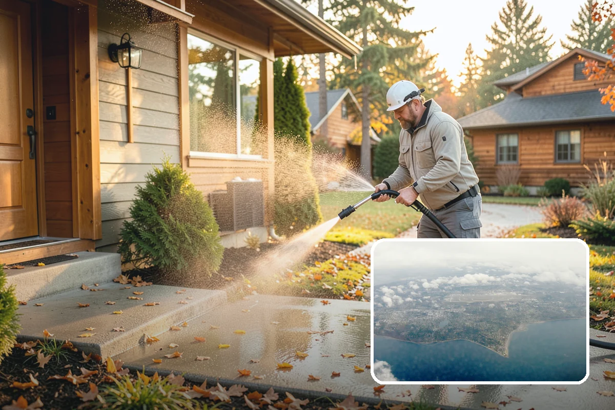 Stone Patio Cleaning in Burien, King County, WA - Lifts black algae without etching the stone