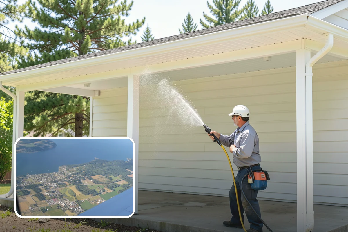 Stone Patio Cleaning in Coupeville, Island County, WA - Lifts black algae without etching the stone