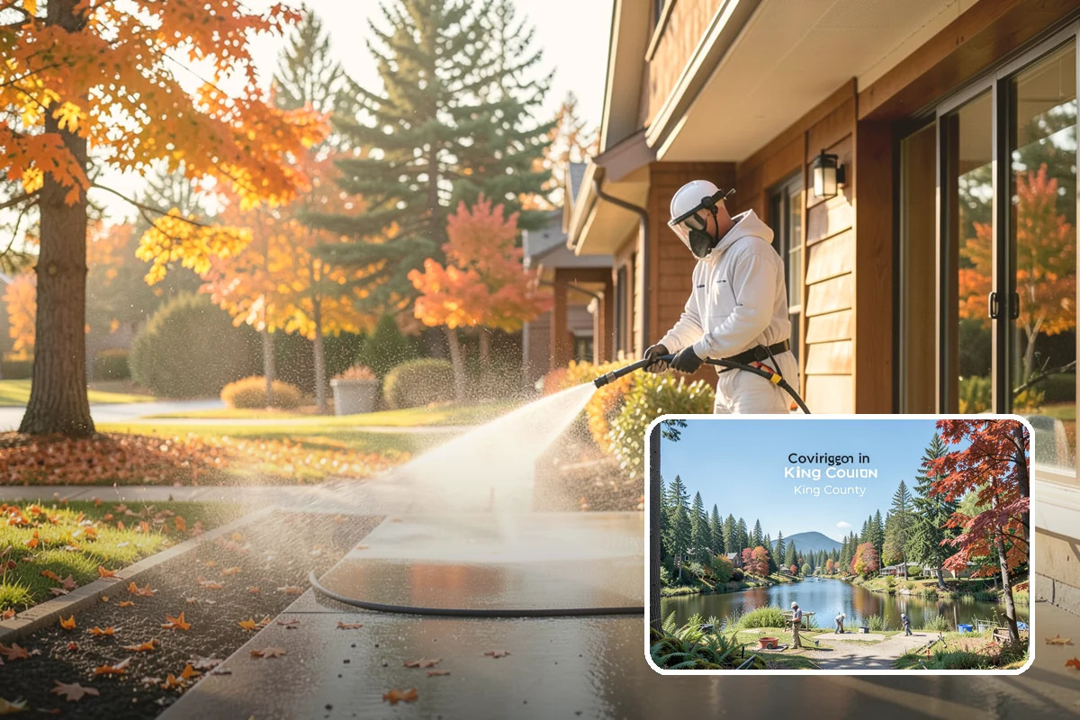 Stone Patio Cleaning in Covington, King County, WA - Lifts black algae without etching the stone