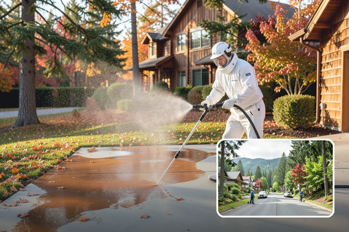 Stone Patio Cleaning in Darrington, Snohomish County, WA - Lifts black algae without etching the stone