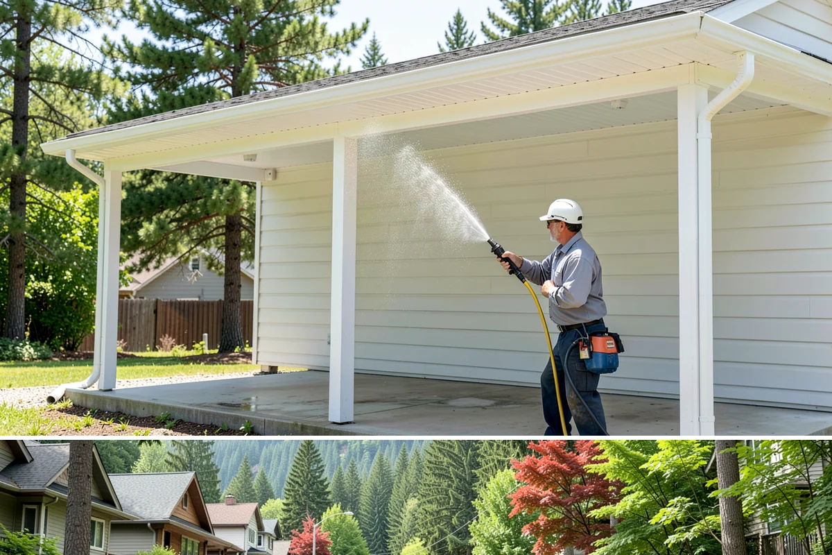 Stone Patio Cleaning in Darrington, Snohomish County, WA - Stone patios clean best in warm, dry summer weeks that let porous stone dry evenly.