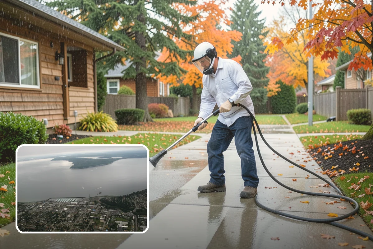 Stone Patio Cleaning in Des Moines, King County, WA - Lifts black algae without etching the stone