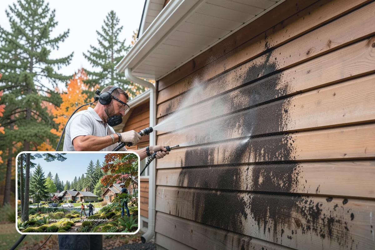 Stone Patio Cleaning in Edgewood, Pierce County, WA - Lifts black algae without etching the stone