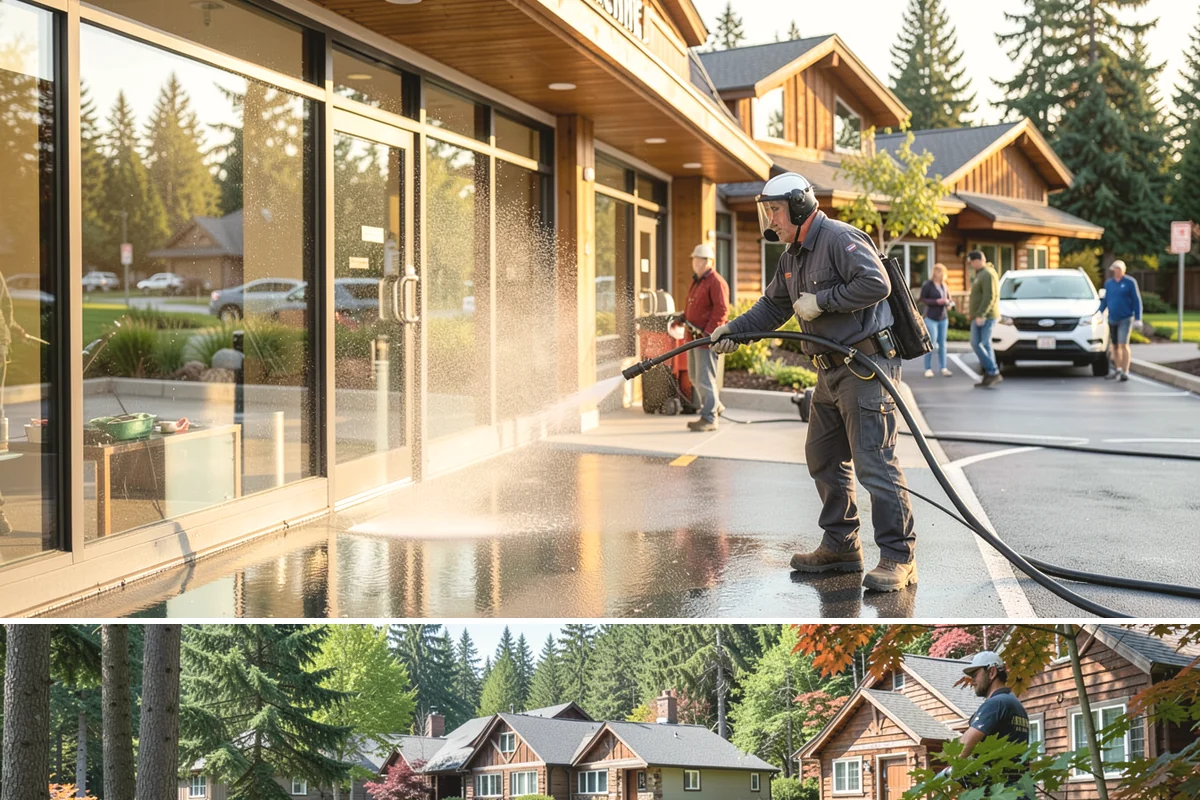 Stone Patio Cleaning in Edgewood, Pierce County, WA - Stone patios clean best in warm, dry summer weeks that let porous stone dry evenly.