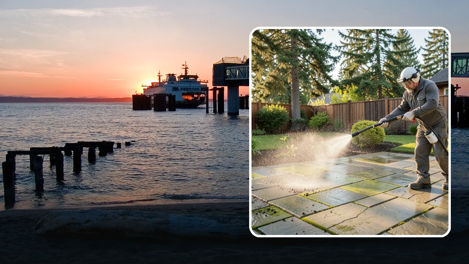 Stone Patio Cleaning in Edmonds, Snohomish County, WA - Clean natural stone patios with surface-safe chemistry that removes algae without harming the stone.