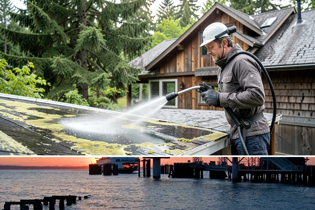 Stone Patio Cleaning in Edmonds, Snohomish County, WA - Stone patios clean best in warm, dry summer weeks that let porous stone dry evenly.