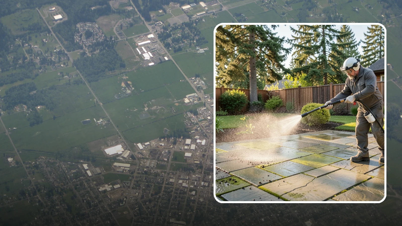Stone Patio Cleaning in Enumclaw, King County, WA - Clean natural stone patios with surface-safe chemistry that removes algae without harming the stone.