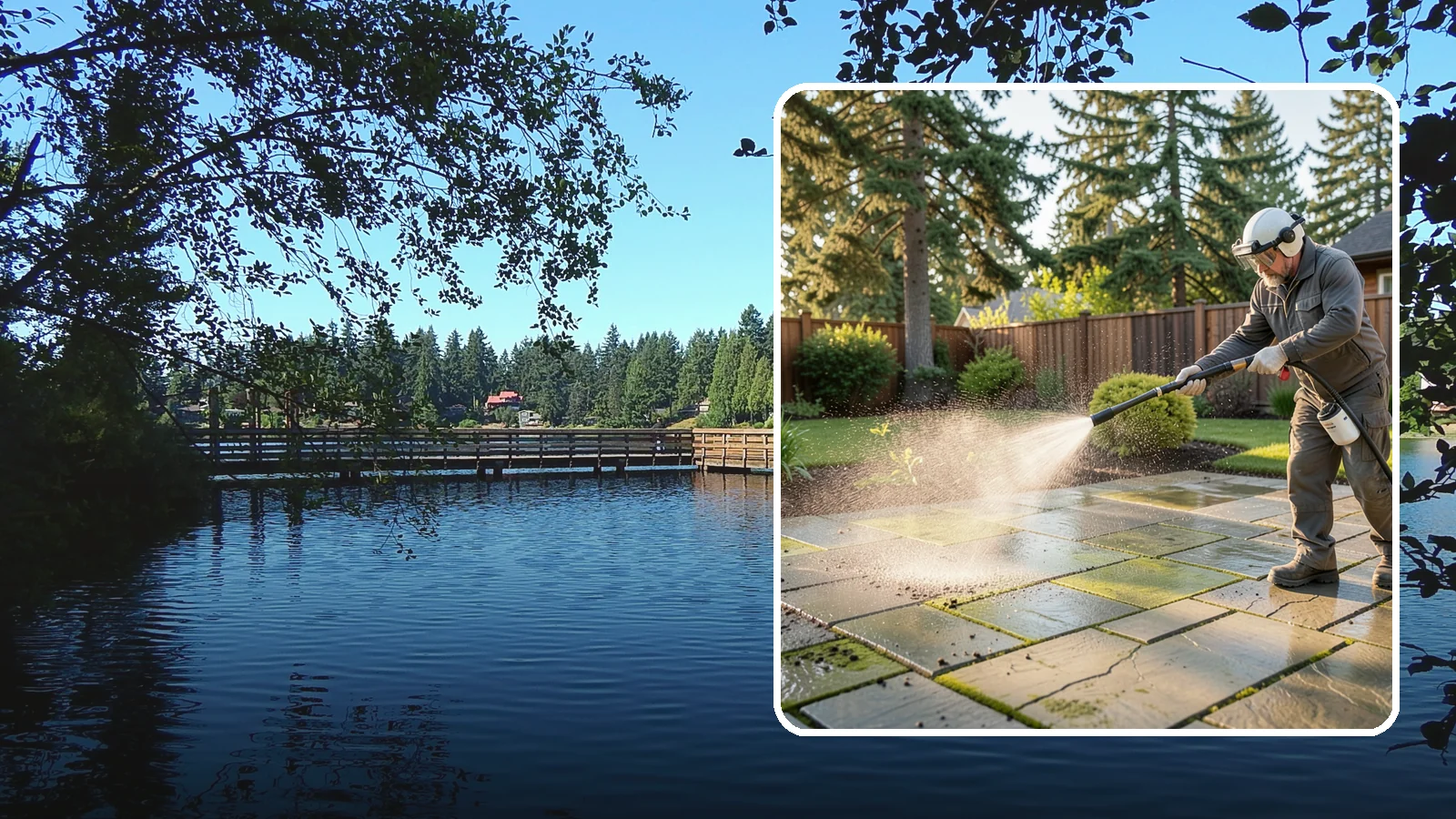 Stone Patio Cleaning in Federal Way, King County, WA - Clean natural stone patios with surface-safe chemistry that removes algae without harming the stone.