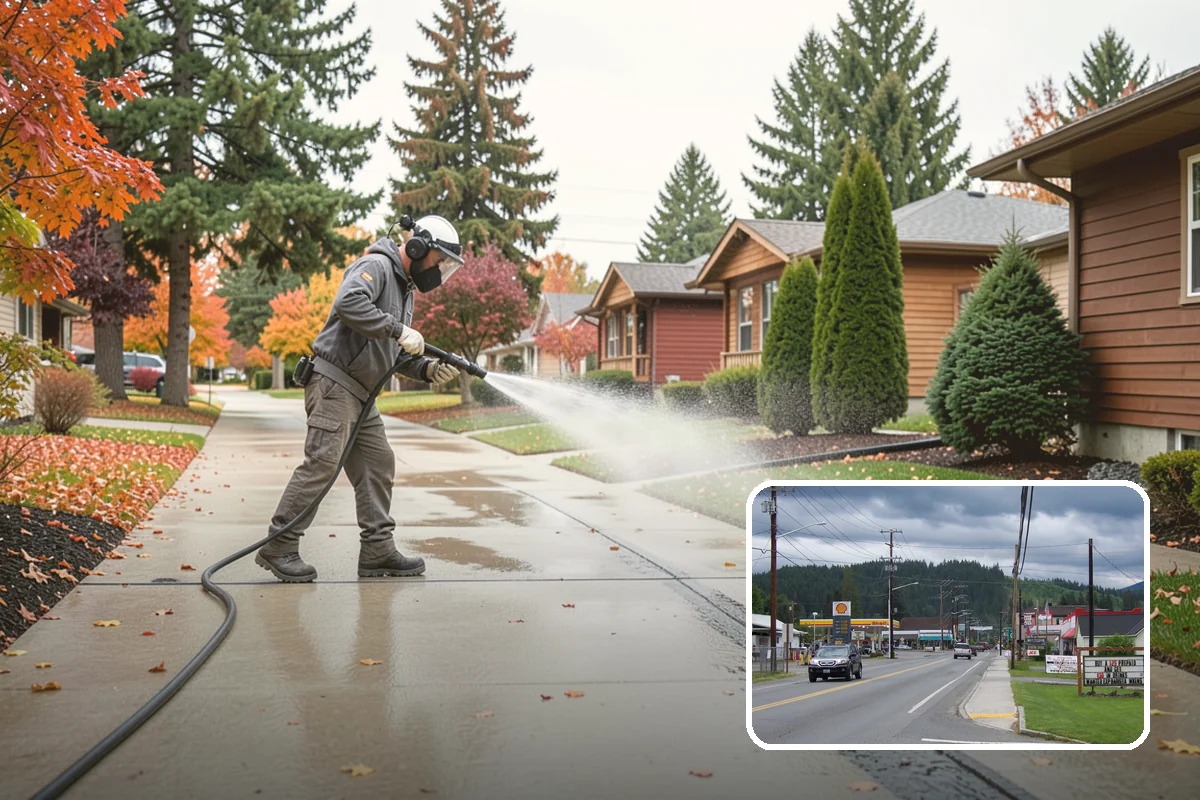 Stone Patio Cleaning in Granite Falls, Snohomish County, WA - Lifts black algae without etching the stone