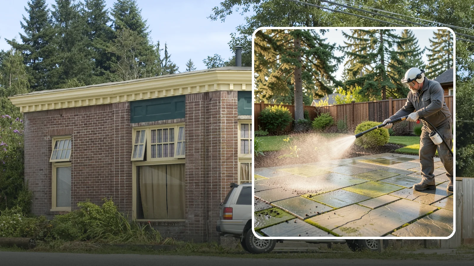 Stone Patio Cleaning in Hamilton, Skagit County, WA - Clean natural stone patios with surface-safe chemistry that removes algae without harming the stone.