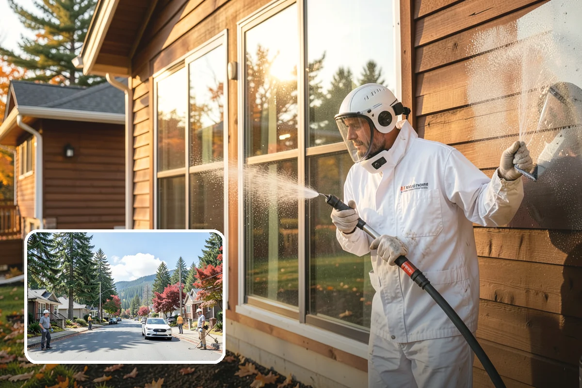 Stone Patio Cleaning in Hunts Point, King County, WA - Lifts black algae without etching the stone