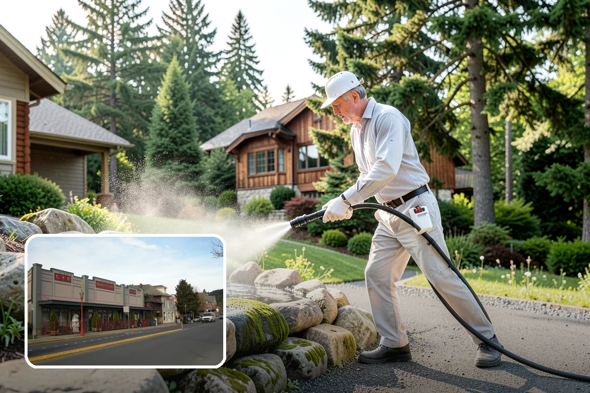 Stone Patio Cleaning in Issaquah, King County, WA - Lifts black algae without etching the stone
