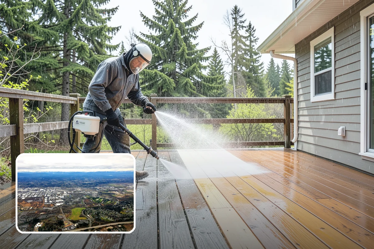 Stone Patio Cleaning in Kent, King County, WA - Lifts black algae without etching the stone