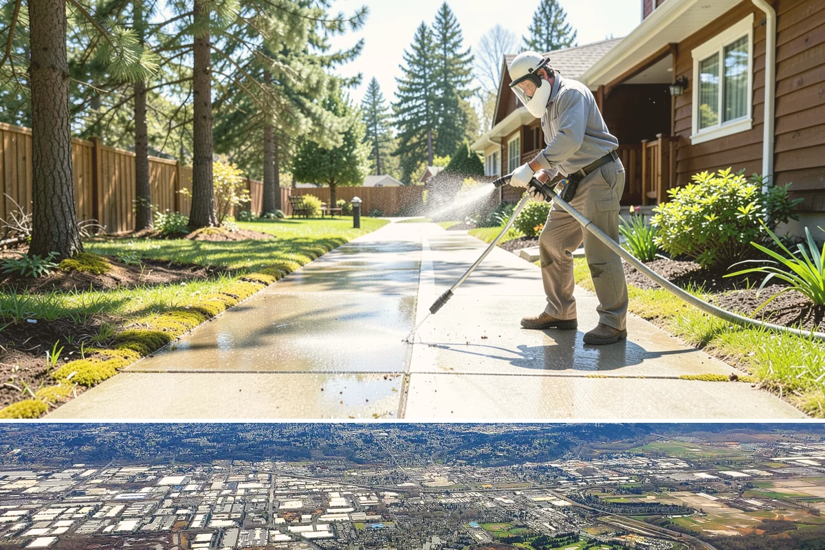 Stone Patio Cleaning in Kent, King County, WA - Stone patios clean best in warm, dry summer weeks that let porous stone dry evenly.