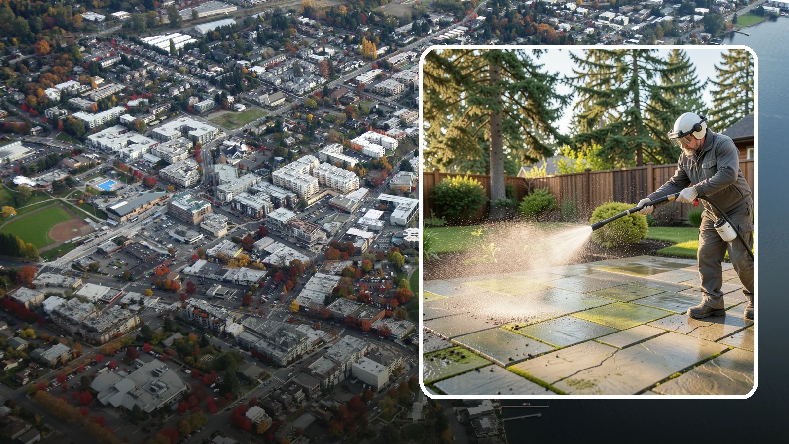 Stone Patio Cleaning in Kirkland, King County, WA - Clean natural stone patios with surface-safe chemistry that removes algae without harming the stone.
