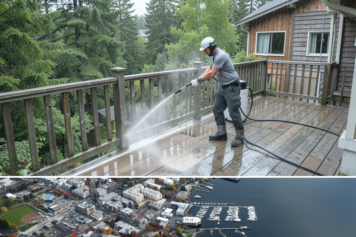 Stone Patio Cleaning in Kirkland, King County, WA - Stone patios clean best in warm, dry summer weeks that let porous stone dry evenly.
