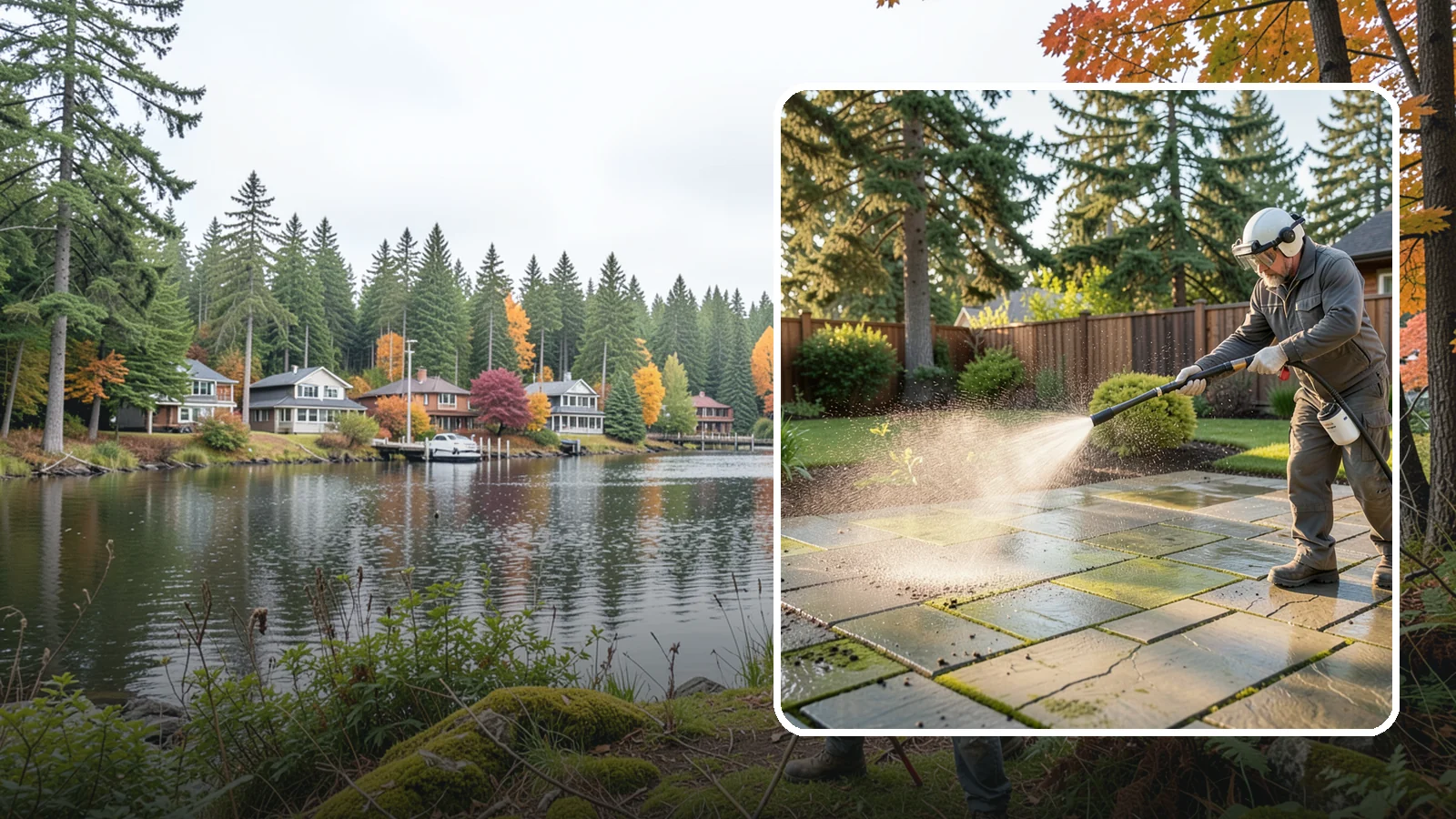 Stone Patio Cleaning in La Conner, Skagit County, WA - Clean natural stone patios with surface-safe chemistry that removes algae without harming the stone.