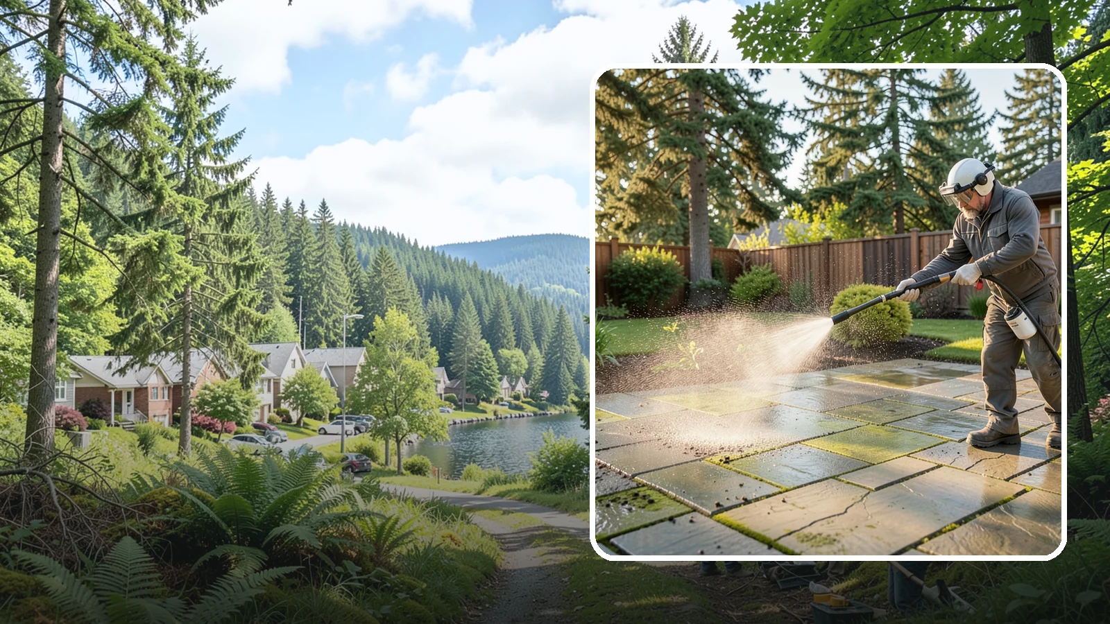 Stone Patio Cleaning in Lake Forest Park, King County, WA - Clean natural stone patios with surface-safe chemistry that removes algae without harming the stone.