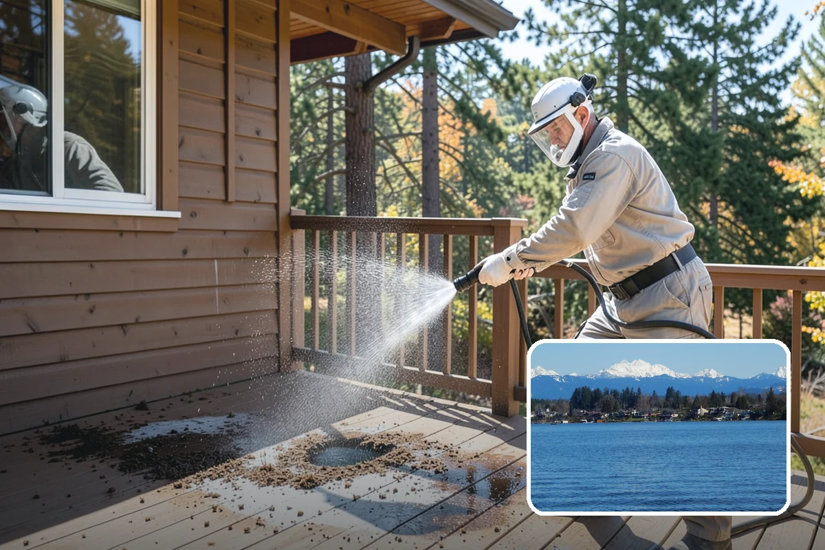 Stone Patio Cleaning in Lake Stevens, Snohomish County, WA - Lifts black algae without etching the stone