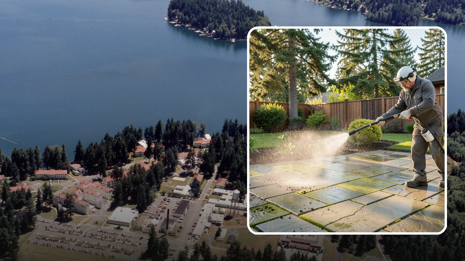 Stone Patio Cleaning in Lakewood, Pierce County, WA - Clean natural stone patios with surface-safe chemistry that removes algae without harming the stone.